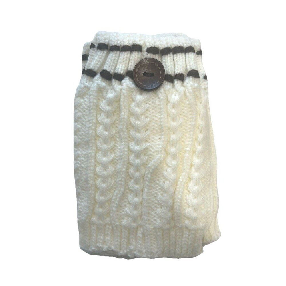 NEW Boot Cuff  Ivory brown button Winter Warm Short Boot Cable Knit Legging
